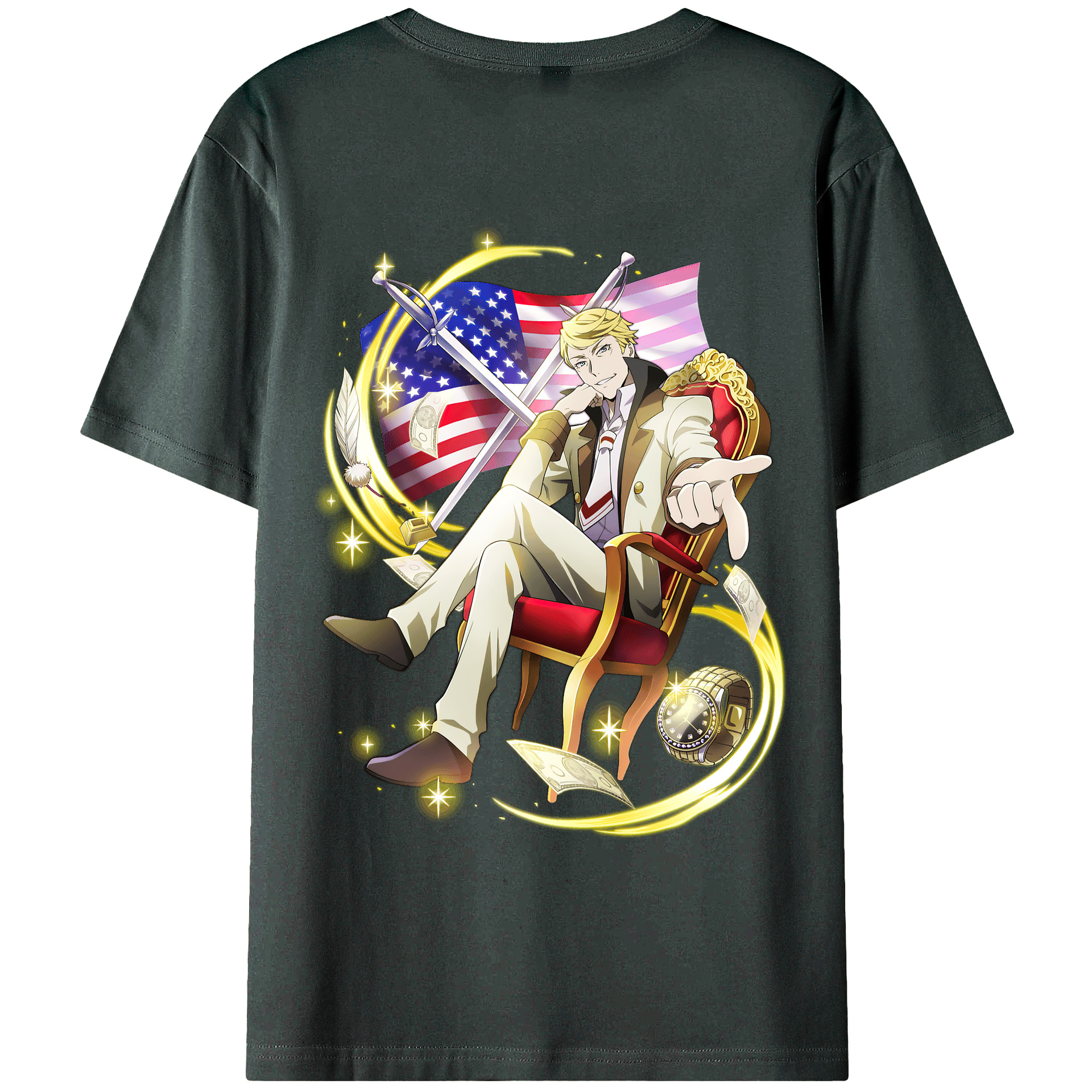 （画像用） 文豪ストレイドッグス Bungo Stray Dogs 綿100％ メンズ半袖Tシャツ（バックプリント） 通気性
